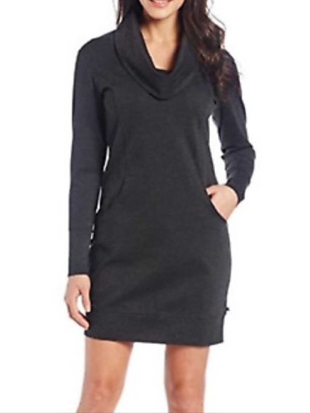 Merrell Indira Charcoal Gray Cowl Neck Sweater Tunic Dress - Women's Large